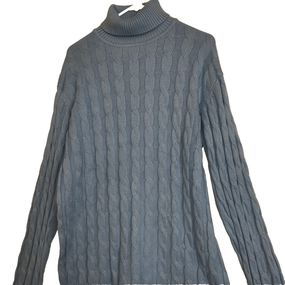 Coofandy Cable Knit Turtleneck Sweater Mens XXXL Periwinkle Blue Pullover Soft - Picture 3 of 16